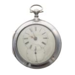 George III silver verge pair cased doctors pocket watch, Chester 1800, the fusee movement signed