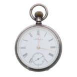 American Waltham 'Hillside' silver lever pocket watch, serial no. 5077040, circa 1890, signed