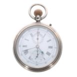 Late 19th century silver fly-back chronograph lever pocket watch, London 1883, Patent three