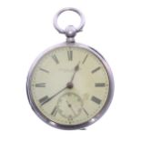Edwardian silver fusee lever pocket watch, Birmingham 1902, the movement signed Donald Macrae,