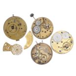 A. Lange & Sohne lever pocket watch movement; together with two Longines lever pocket watch
