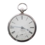 Victorian silver fusee lever pocket watch, London 1840, unsigned movement, no. 3261, with plain