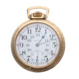 American Waltham 'Riverside' rolled gold lever set pocket watch, serial no. 17122175, circa 1908, 19