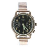 Hanhart German chronograph gold plated gentleman's wristwatch, expanding bracelet, 39mm (the