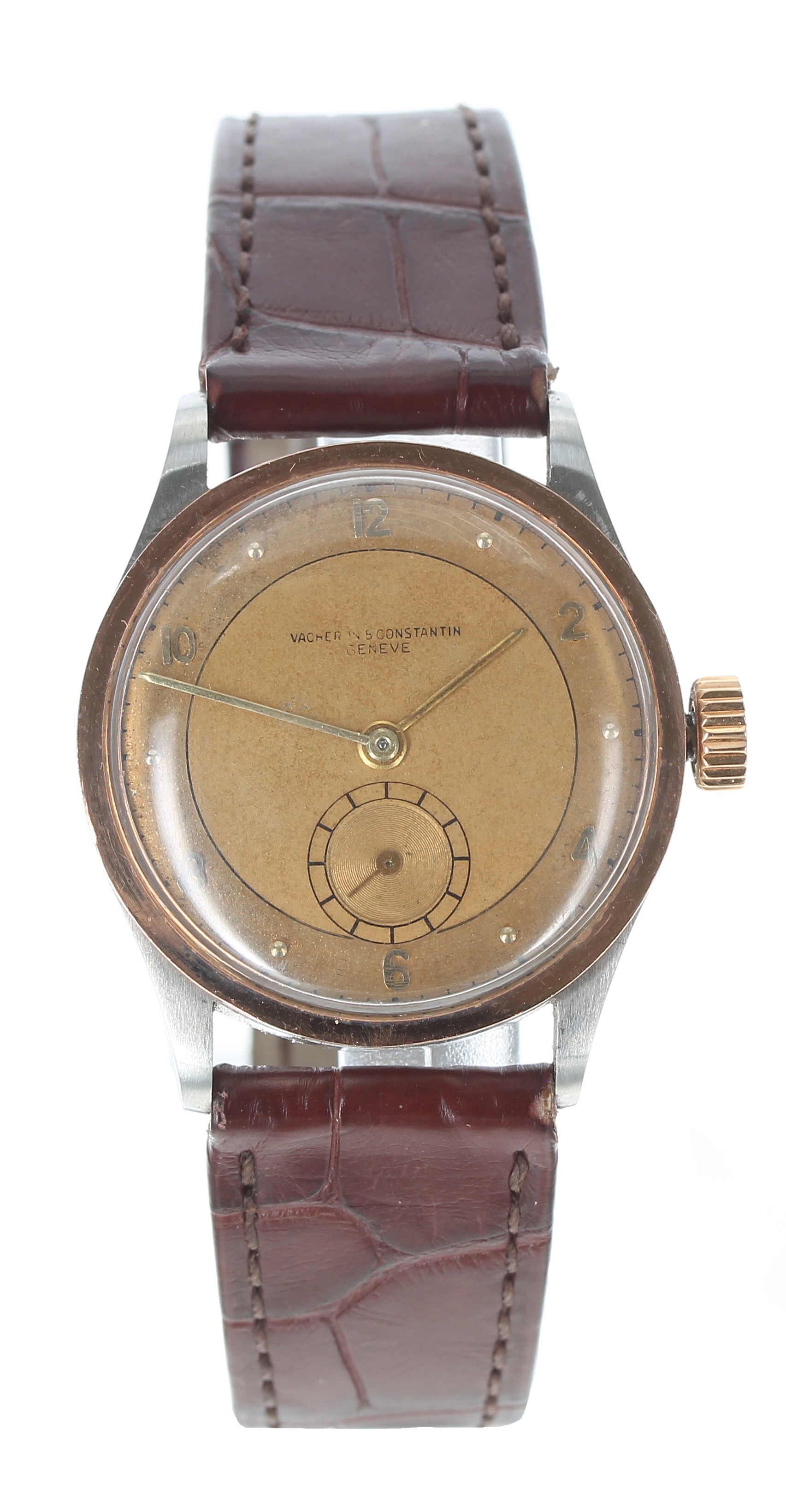 Vacheron & Constantin, Genéve stainless steel gentleman's wristwatch, circa 1940s, pink gold