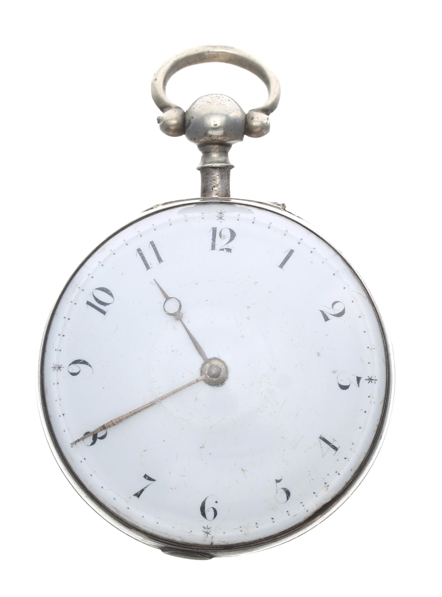 George III silver verge pair cased pocket watch, London 1800, the fusee movement signed Wm Hope, no. - Image 3 of 5