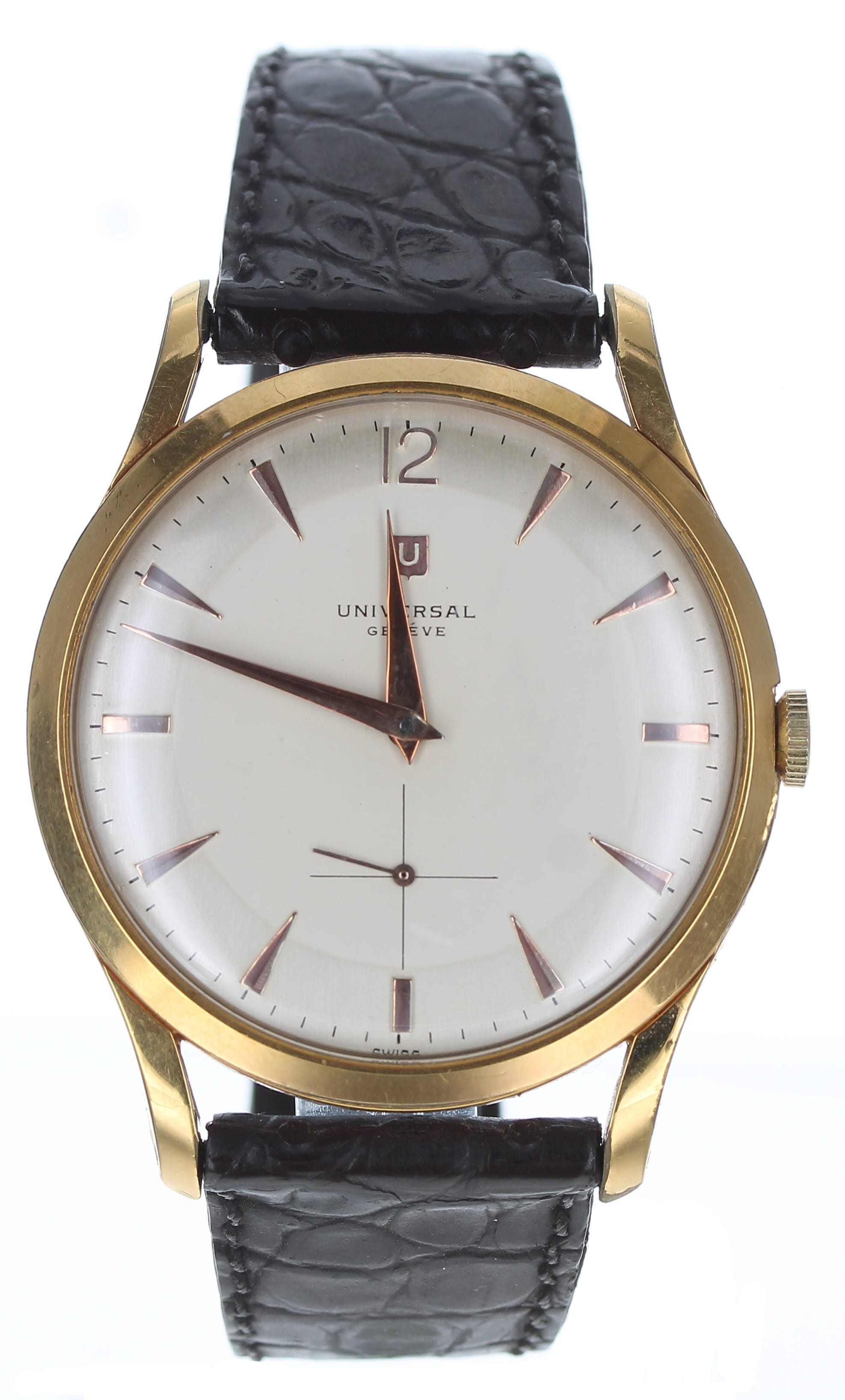 Universal Genéve oversized gold plated and stainless steel gentleman's wristwatch, case no. 412306/