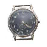 Wagner Military issue wristwatch for repair, signed black dial with Arabic numerals, minute track