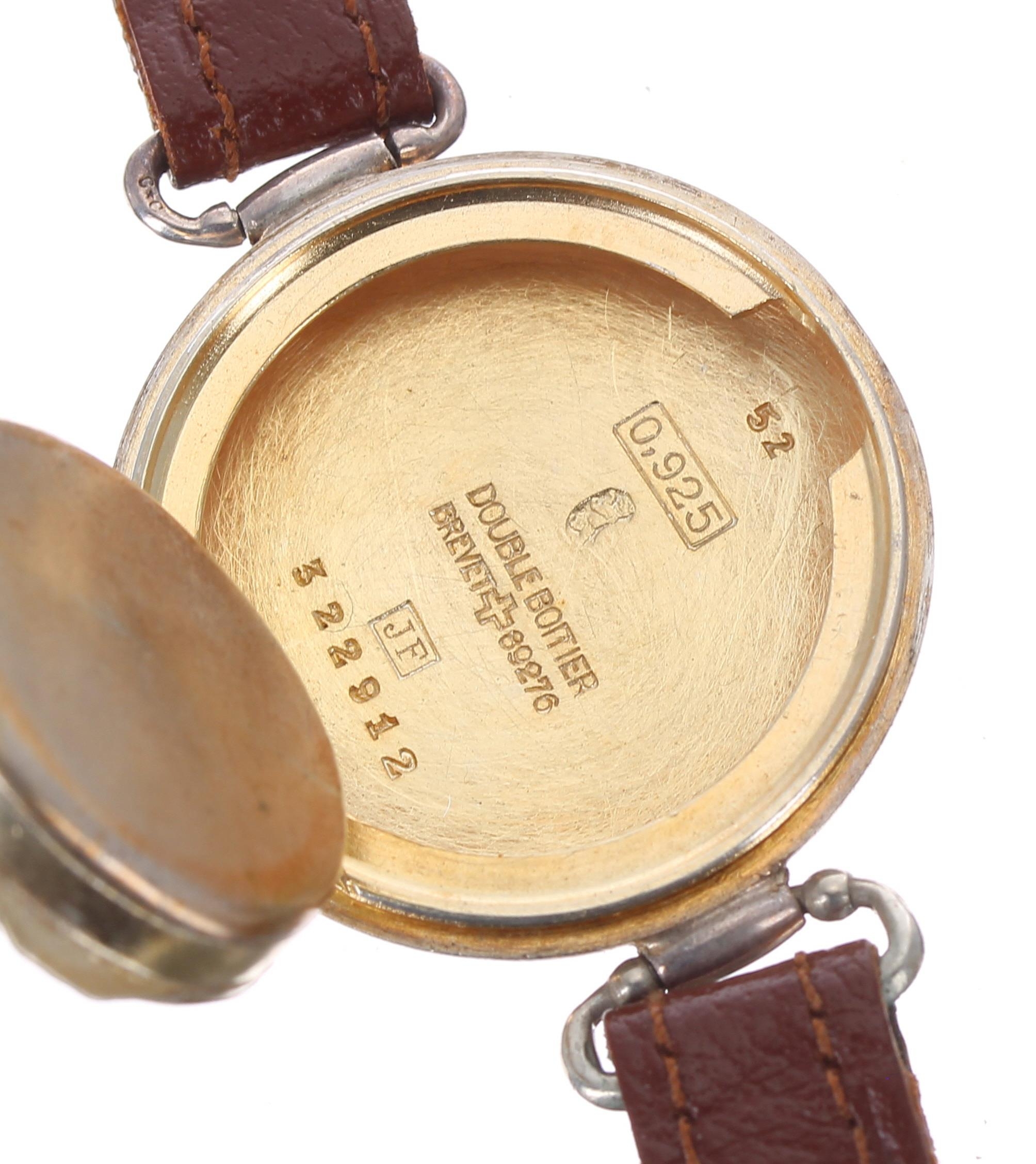 Eberhard & Co. silver (0.925) 'hermetic' swing-lug wristwatch, screw bezel, concealed hinged - Image 4 of 6
