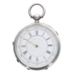 Silver centre seconds chronograph lever pocket watch for repair, the three quarter plate movement