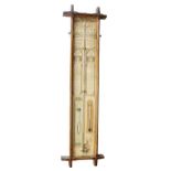 Admiral Fitzroy barometer with lozenge Patent stamp no. 3601, within an oak glazed case