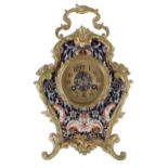 French champlevé and gilt metal mounted two train mantel clock striking on a gong, the 2.5" gilt