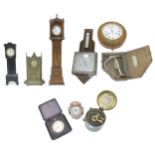 Novelty mahogany miniature longcase clock with Elkington eight day pocket watch movement, 18.5" high