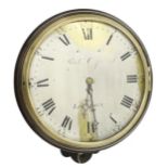 Good early English mahogany single fusee verge wall dial clock, the 12" silvered dial signed Richard