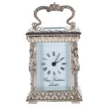 Chas. Frodsham miniature carriage clock timepiece, the base plate stamped no. 0656 and the dial