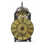English brass hook and spike lantern clock, the 7.5" brass chapter ring signed 'In: Crucefix,