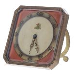 Rare Swiss eight day strut clock, the 2.25" gilt chapter ring enclosing a cream centre bearing the