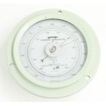 Ships bulkhead aneroid barometer, the 7" white dial signed and inscribed Yanagi, Pat. no. 957696,