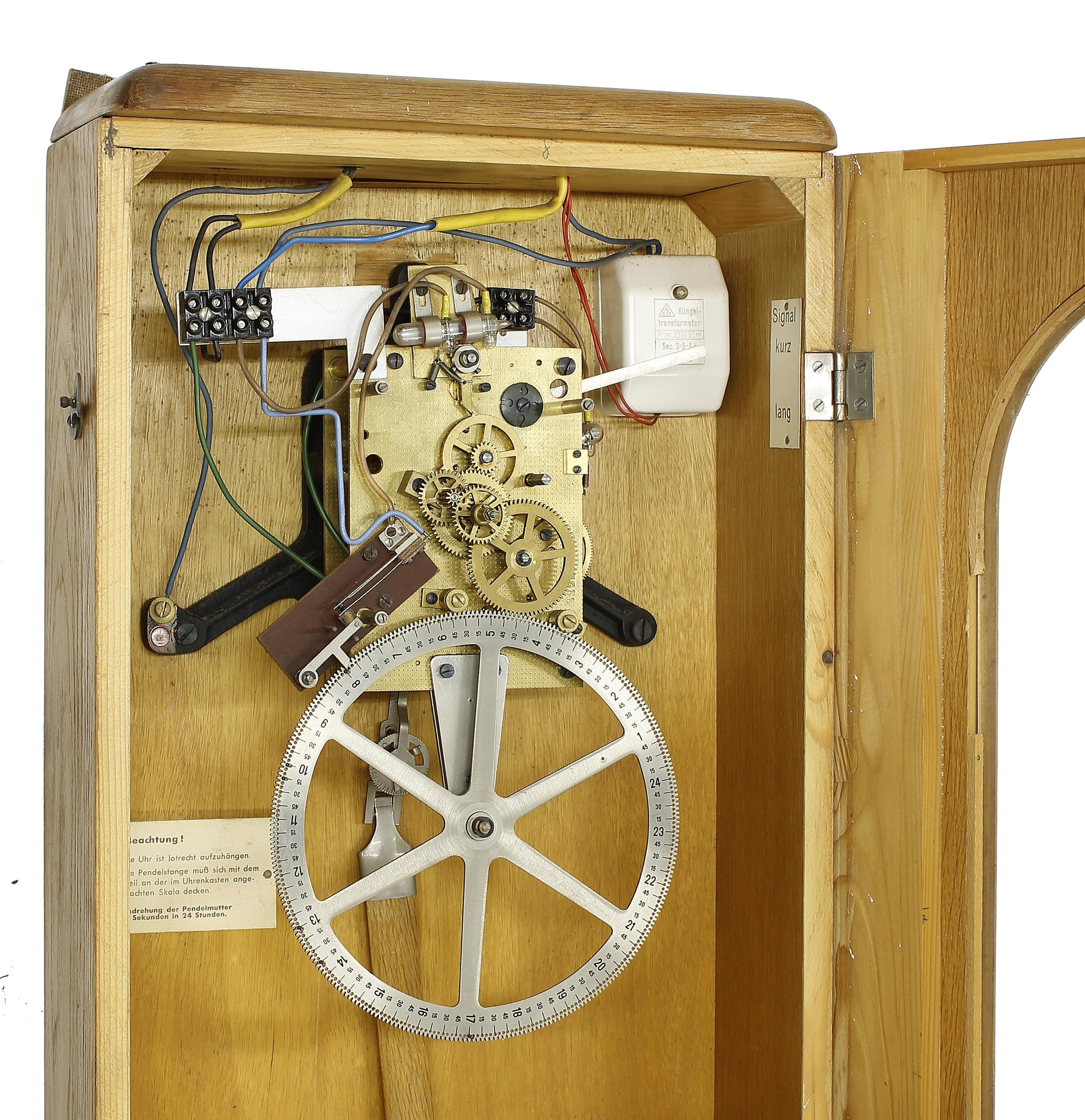 Electro-mechanical master wall clock, within an Art Deco glazed oak case, 27" high (pendulum) - Image 2 of 2