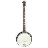 Good Clifford Essex Regal five string banjo, with decorative inlaid resonator, fine mother of
