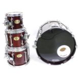 Premier Signia Maple four piece drum kit comprising 21" kick drum and 12", 10" and 8" rack toms (4)