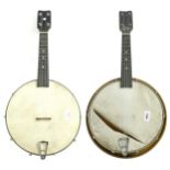 Savana tenor banjo, case; also another tenor banjo, case (2)