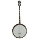 Paramount by William L. Lange Style C tenor banjo, with inlaid resonator back, 11" skin, mother of