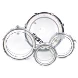 Remo Acousticon R four piece drum kit, comprising 21" kick drum and 16", 13" and 10" toms