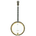 Vega Vegaphone tenor banjo, stamped on the perch pole Made by The Vega Company, Boston. Mass.U.S.A.,