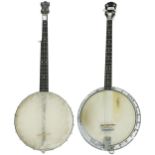 George Matthews Five string banjo by and stamped Geo P. Matthew, Maker, Birmingham to the heel, with