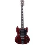 1970s Hoyer 5064 electric guitar, made in Germany, ser. no. 2xx2; Body: cherry red finish, dings and