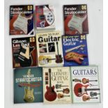 Nine guitar reference books to include Dave Hunter - 'Fender Stratocaster'; Tony Bacon - 'The