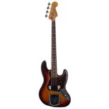 1999 Fender American Vintage Reissue Jazz Bass guitar, made in USA, ser. no. V1xxxx8; Body: sunburst