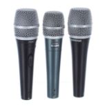 Shure Beta 57 dynamic microphone; together with a pair of Shure PG57 dynamic microphones, two