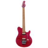 1996 Ernie Ball Music Man Axis electric guitar, made in USA, ser. no. 8xxx7; Body: trans pink