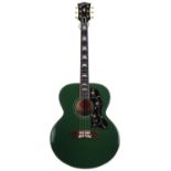 1999 Gibson J-200 acoustic guitar, made in USA, ser. no. 9xxxxx3; Body: custom green finish, a few