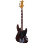 1975 Fender Jazz Bass guitar, made in USA, ser. no. 6xxxx0; Body: walnut finish, various dings and