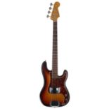 1966 Fender Precision Bass guitar, made in USA, ser. no. 1xxxx6; Body: sunburst, refinish by D.M