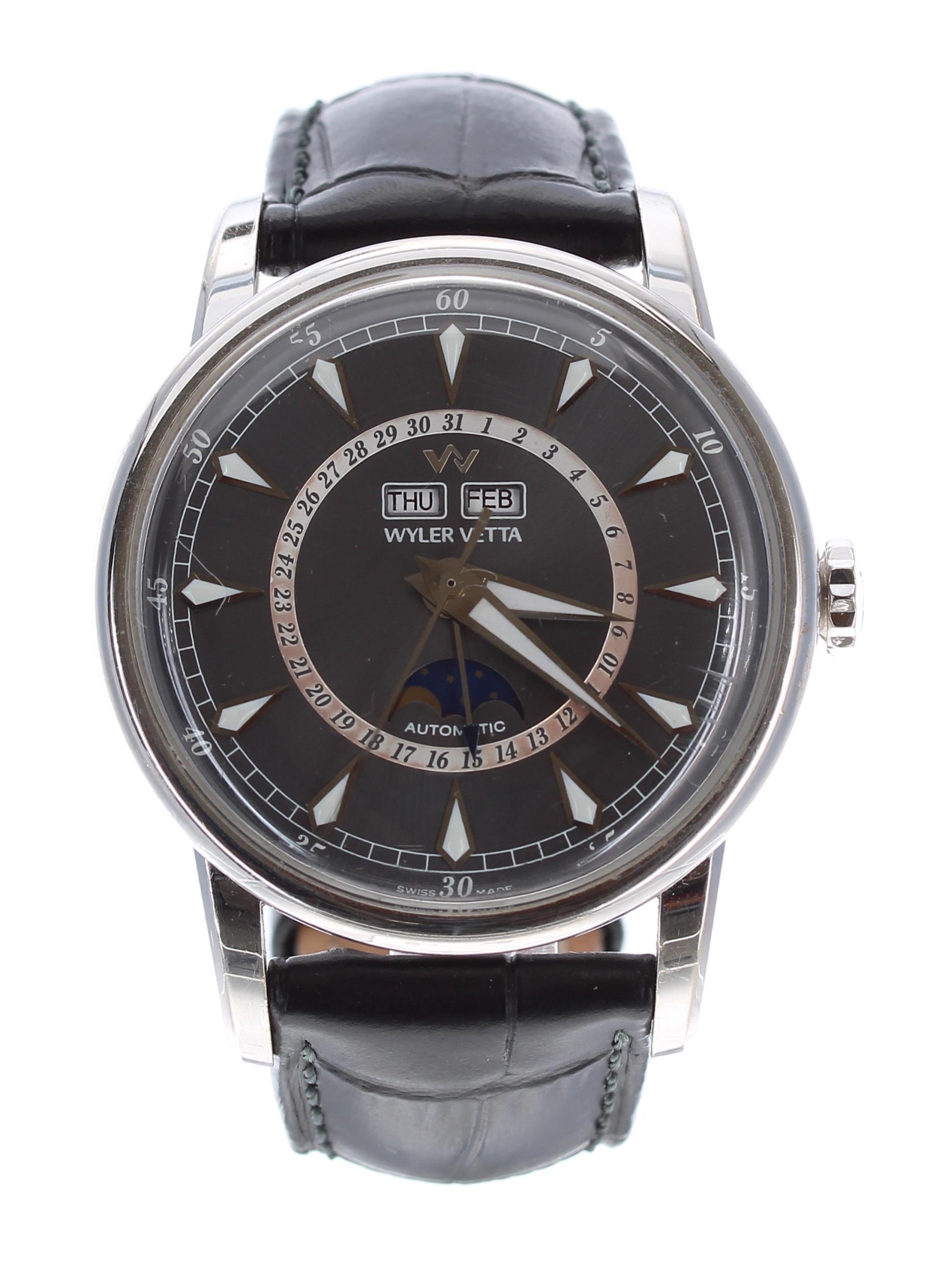 Wyler Vetta 18ct white gold calendar automatic gentleman's wristwatch, reference no. WV0057EE,