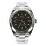 Rolex Oyster Perpetual Milgauss stainless steel gentleman's wristwatch, reference no. 116400GV,