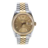 Rolex Oyster Perpetual Datejust gold and stainless steel gentleman's wristwatch, reference no.