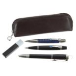 MONTBLANC - two pens and a pencil in a leather pouch (3)