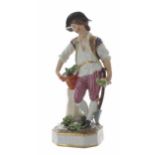 19th century Derby porcelain figure, 'Earth', from the Elements Series, a gardener standing with his