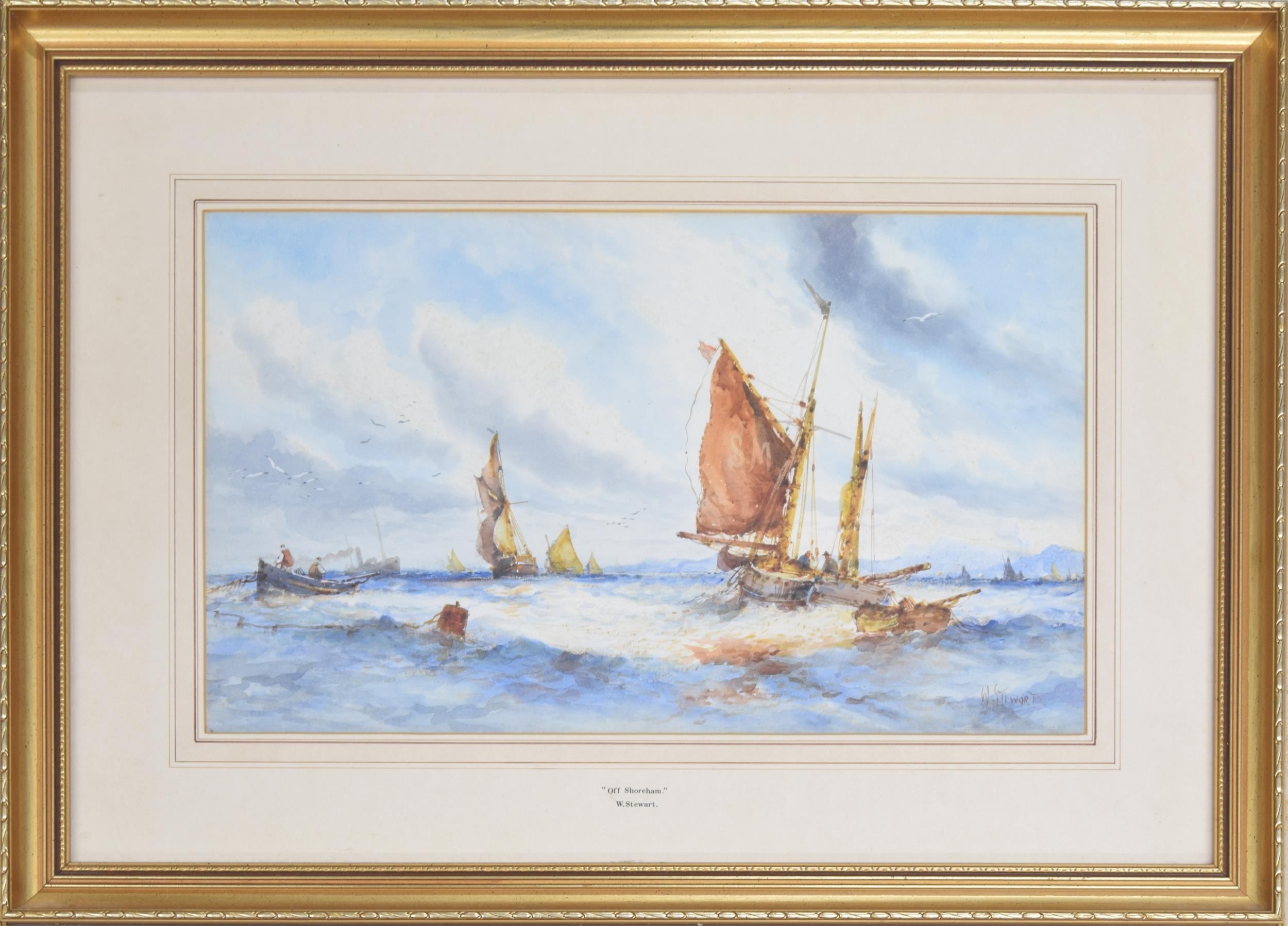 William Stewart (20th/21st century) - 'Off Shoreham', signed also inscribed with the title and the