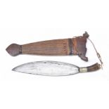 19th Century Moro Barong sword, the 14.5" blade with metal mount hardwood handle, with intricate