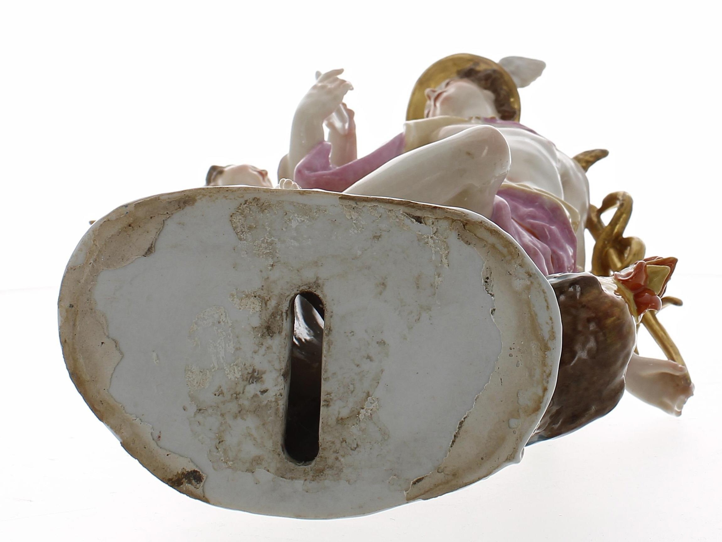 19th century German porcelain figural group spill vase modelled as Hermes taking an envelope from - Image 3 of 3