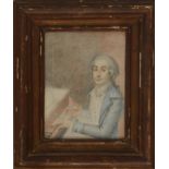 Continental School (18th century) - Portrait of a musician at a pianoforte, seated wearing a blue