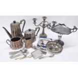 Silver plated four piece tea set, maker AB & Co.; together with a Reed & Barton art deco plated