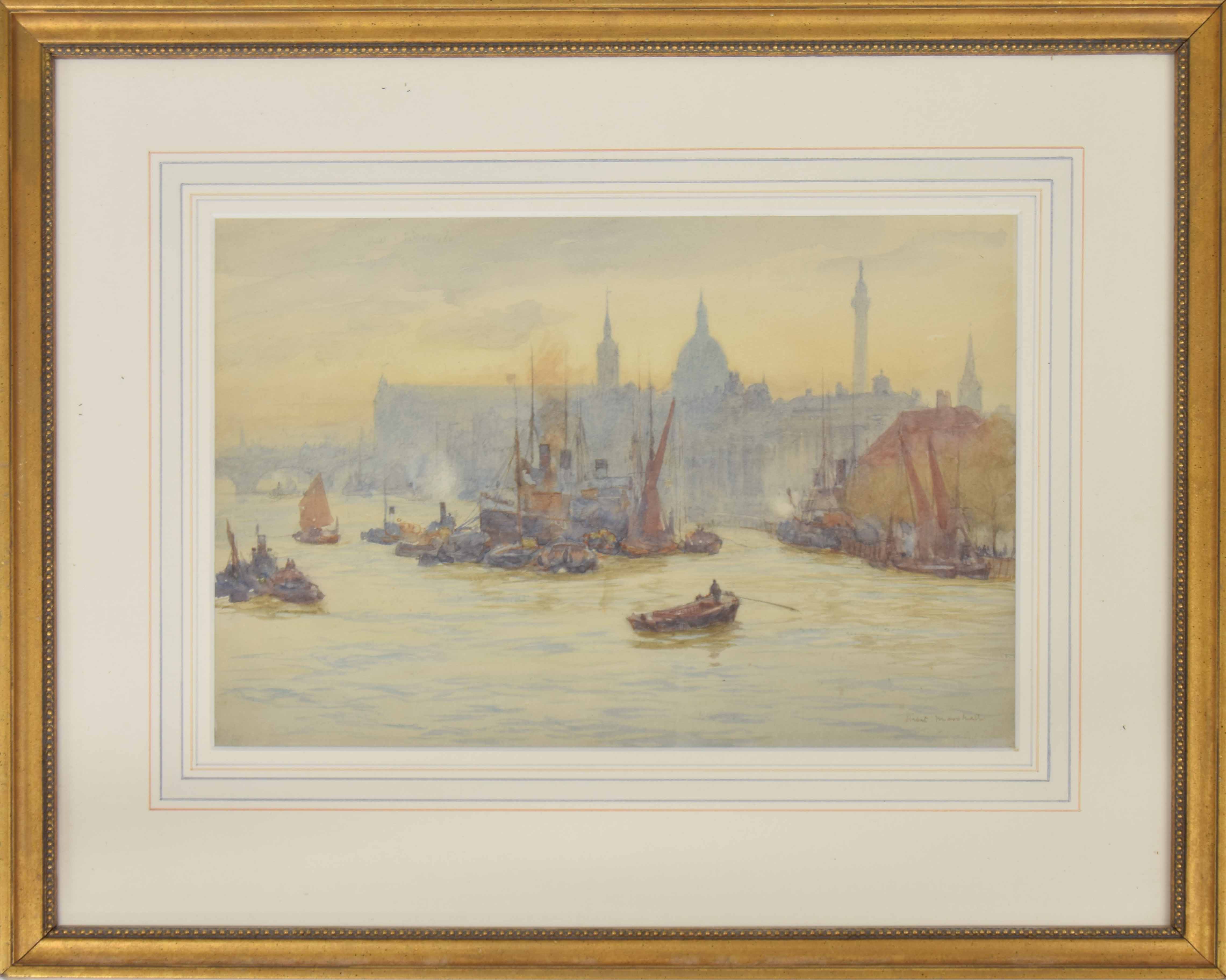 Herbert Menzies Marshall VPRWS, RE, ROI (1841-1913) - St Paul's from The Thames with barges and