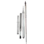 S Mordan & Co - silver combination propelling pencil/quill pen; together with a silver telescopic